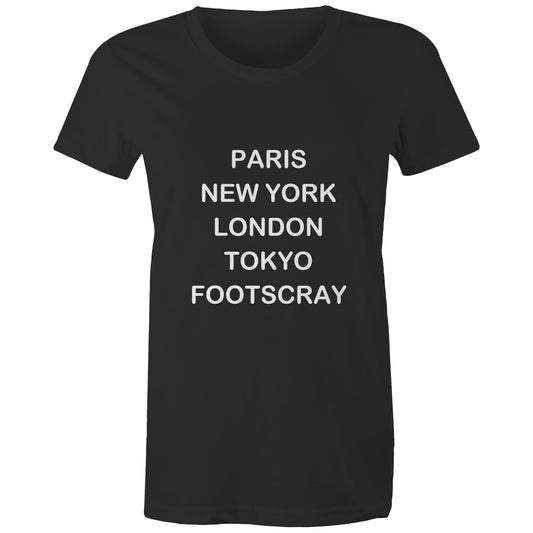 Cities of the World - Footscray - Women's Tee white text
