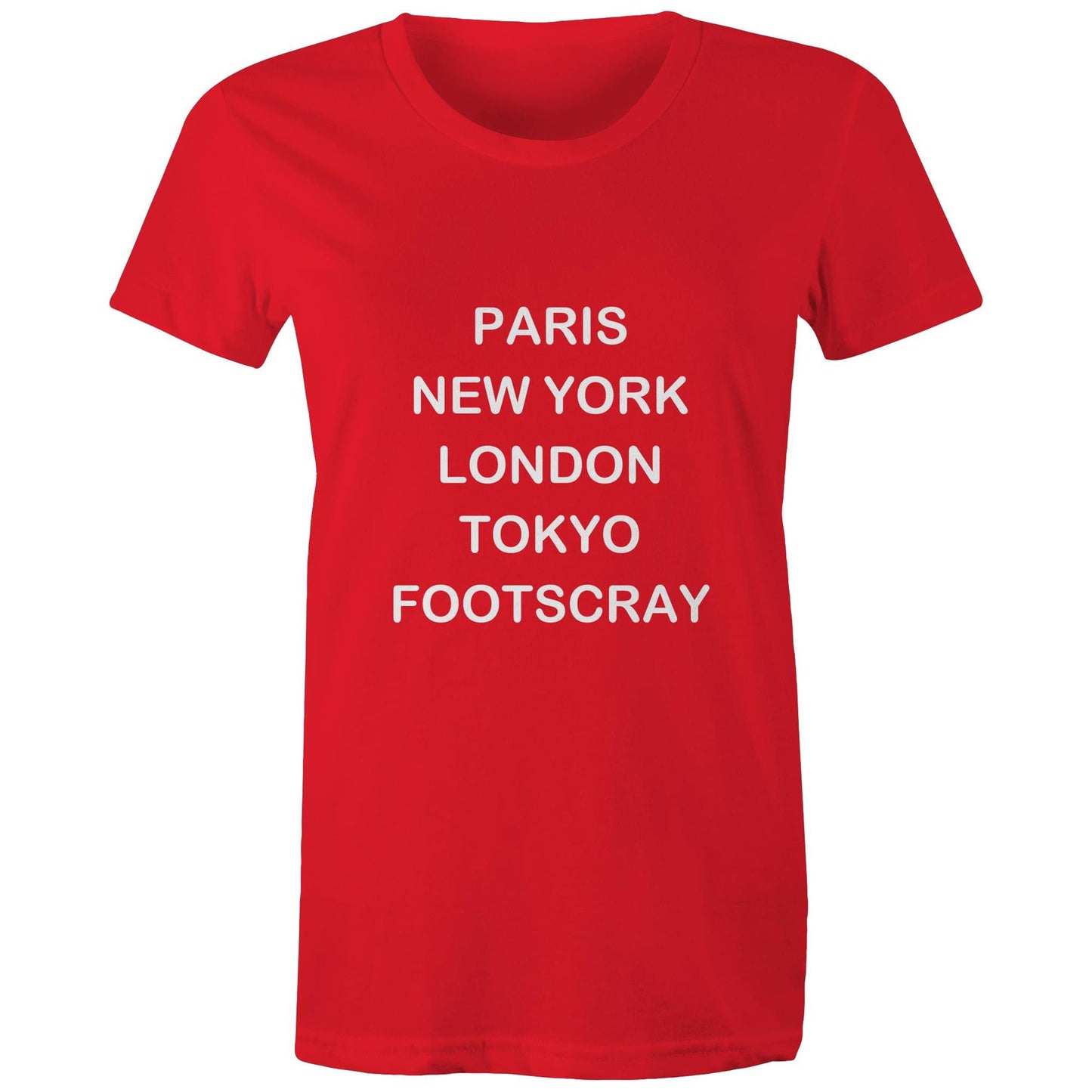 Cities of the World - Footscray - Women's Tee white text