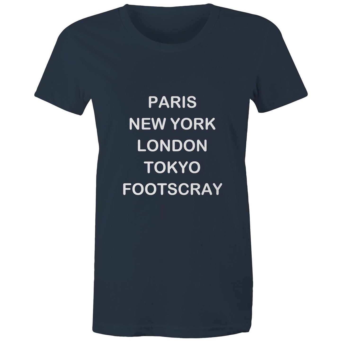 Cities of the World - Footscray - Women's Tee white text
